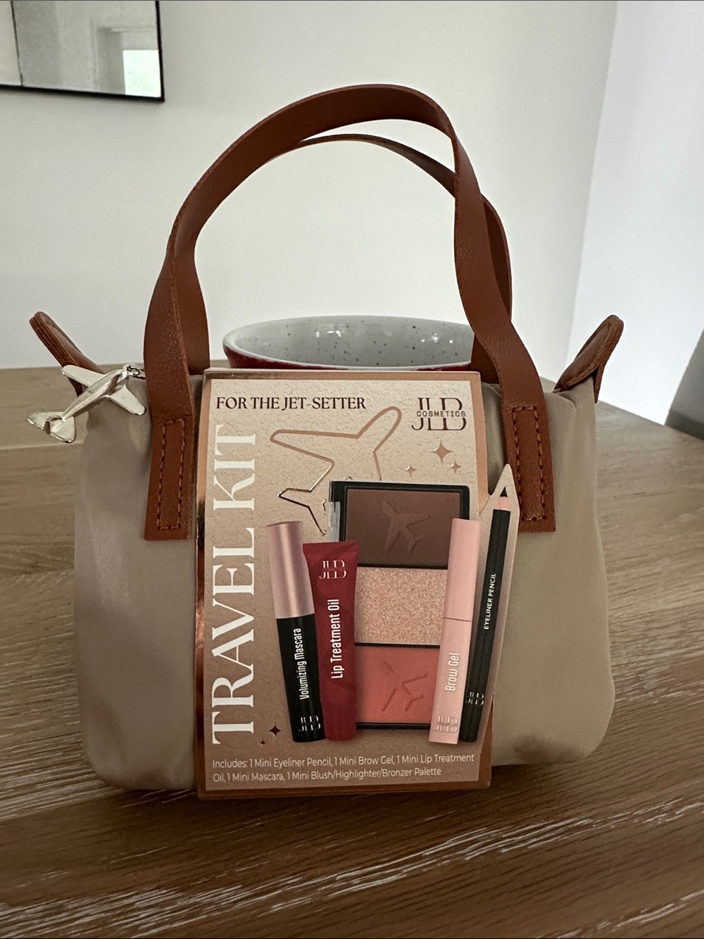 Travel Makeup Kit with Brown and Cream Pouch